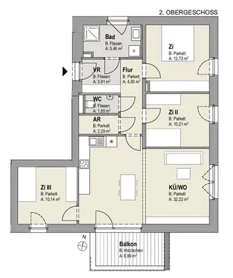4-Zimmer-Wohnung mieten in Bruck-Mürzzuschlag – 83,73 m², € 1.001 – Bild 2 von 2