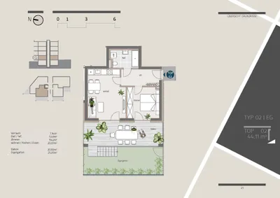 2-Zimmer-Wohnung mieten in Graz – 44 m², € 649 – Bild 2 von 14