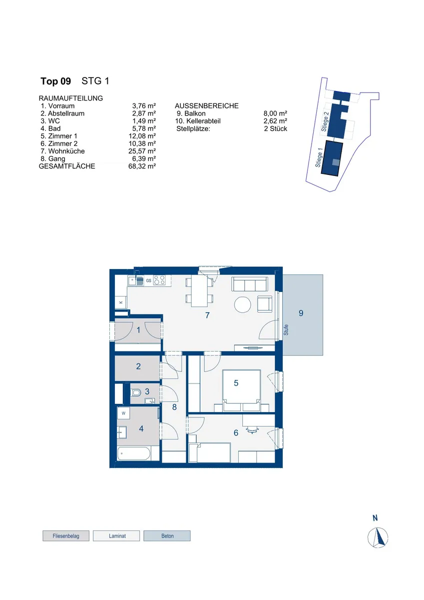geförderte 3 Zimmer Wohnung mit Kaufoption | Top 1/9 - Ansicht 2