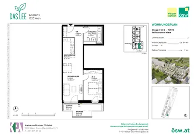 2-Zimmer-Wohnung mieten in Wien – 60,13 m², € 1.105 – Bild 2 von 5