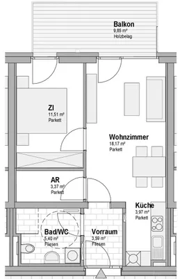2-Zimmer-Wohnung mieten in Graz – 46 m², € 751 – Bild 7 von 7