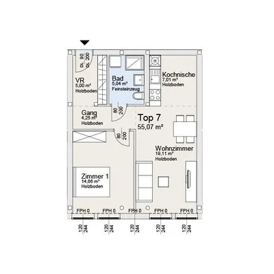 2-Zimmer-Wohnung mieten in Baden – 55 m², € 772 – Bild 8 von 8