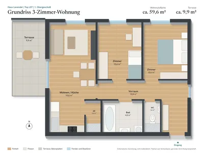 3-Zimmer-Wohnung mieten in Klagenfurt – 59,64 m², € 992 – Bild 12 von 12
