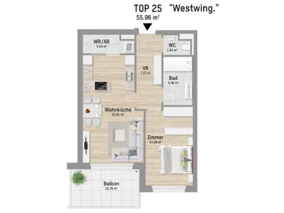 2-Zimmer-Wohnung kaufen in Wien – 56 m², € 349.000 – Bild 11 von 12