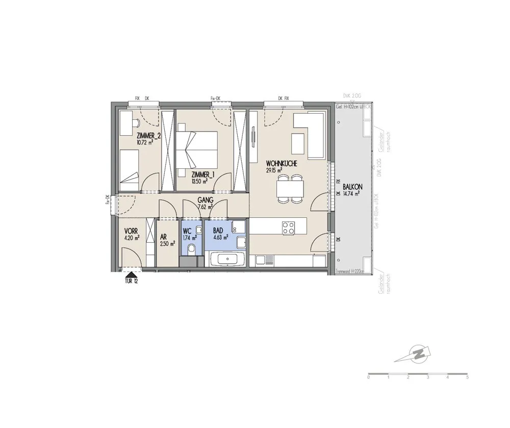 Hof am Park - Praktische 3-Zimmer-Wohnung mit Balkon & Südausrichtung - Ansicht 2
