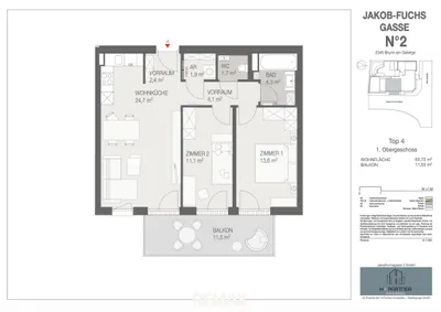 3-Zimmer-Wohnung kaufen in Mödling – 63,73 m², € 369.900 – Bild 9 von 9