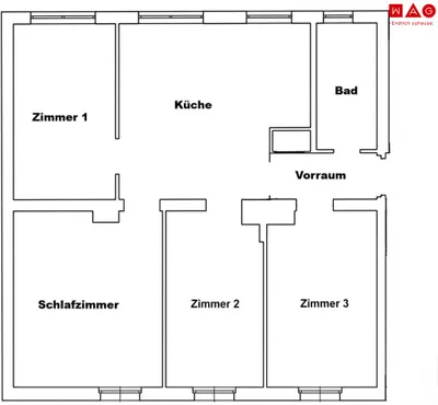 4-Zimmer-Wohnung mieten in Leoben – 66,9 m², € 681 – Bild 8 von 8