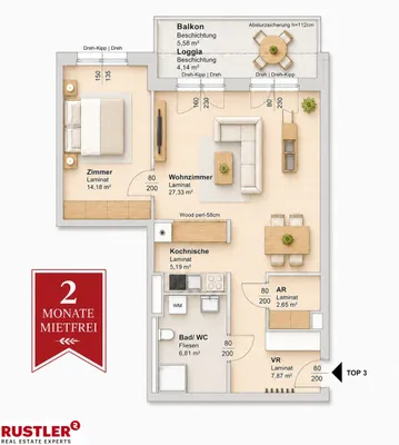 2-Zimmer-Wohnung mieten in Graz – 73,75 m², € 843 – Bild 1 von 2