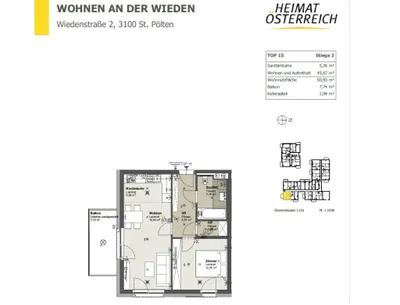 2-Zimmer-Wohnung mieten in Sankt Pölten – 50,93 m², € 644 – Bild 7 von 7