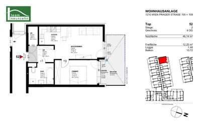 2-Zimmer-Wohnung mieten in Wien – 46,27 m², € 1.013 – Bild 18 von 18