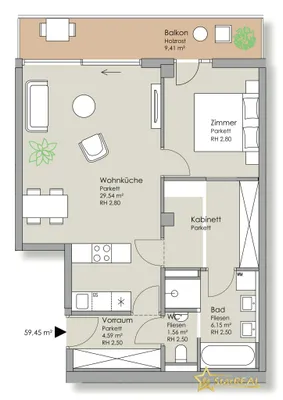 2-Zimmer-Wohnung kaufen in Wien – 59,45 m², € 579.000 – Bild 40 von 42