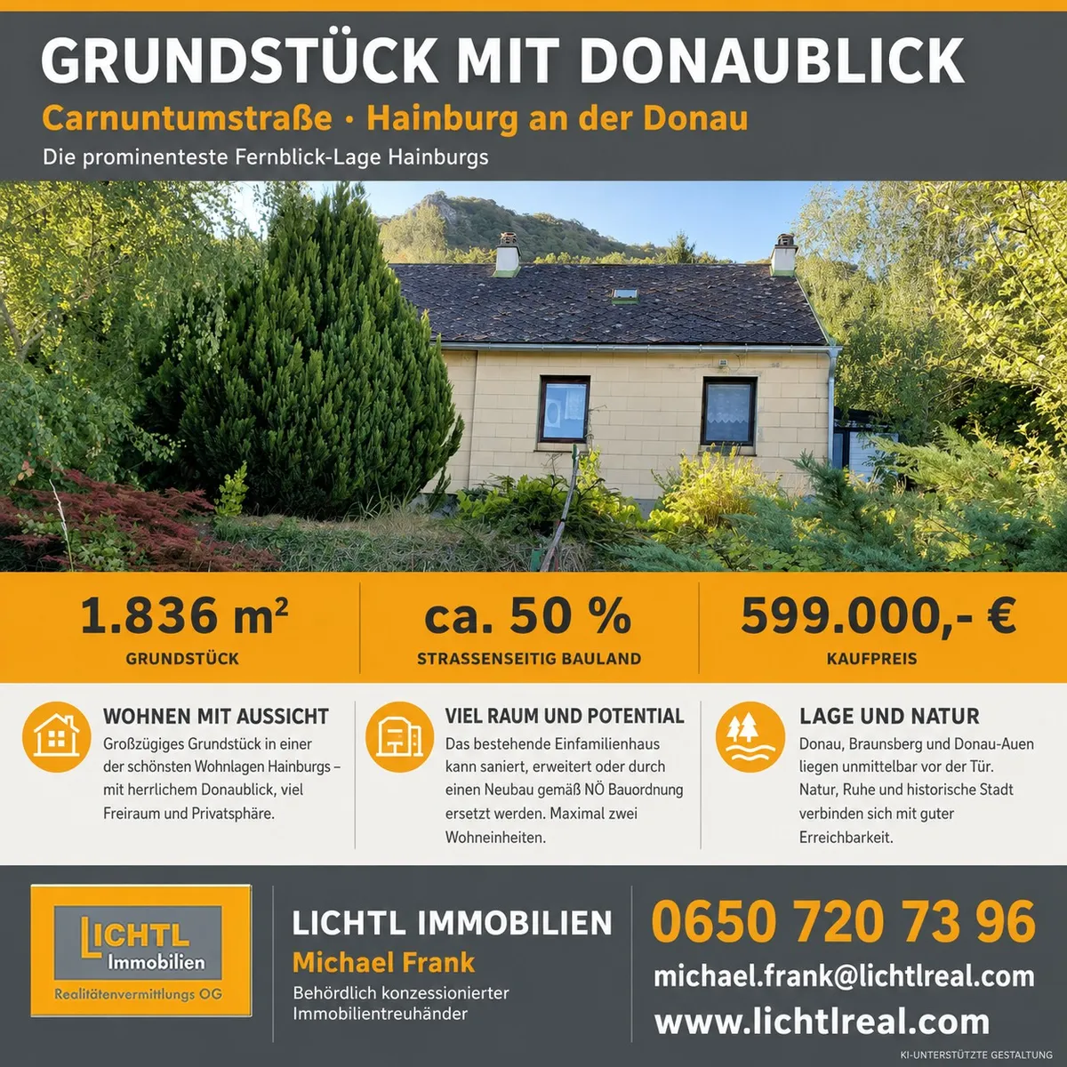 Carnuntumstraße- großer Grund mit Altbestand- Donaublick in Hainburger Bestlage