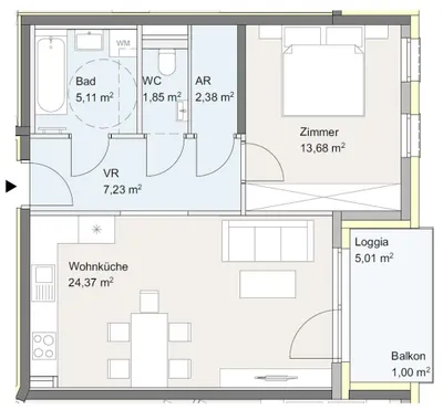 2-Zimmer-Wohnung kaufen in Gänserndorf – 54,62 m², € 219.000 – Bild 11 von 14