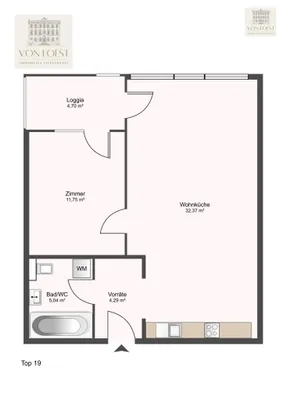 2-Zimmer-Wohnung kaufen in Baden – 58,15 m², € 225.000 – Bild 13 von 13
