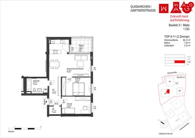 3-Zimmer-Wohnung mieten in Wels-Land – 69,12 m², € 891 – Bild 10 von 11