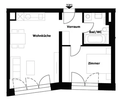 2-Zimmer-Wohnung mieten in Wien – 45,4 m², € 949 – Bild 5 von 6