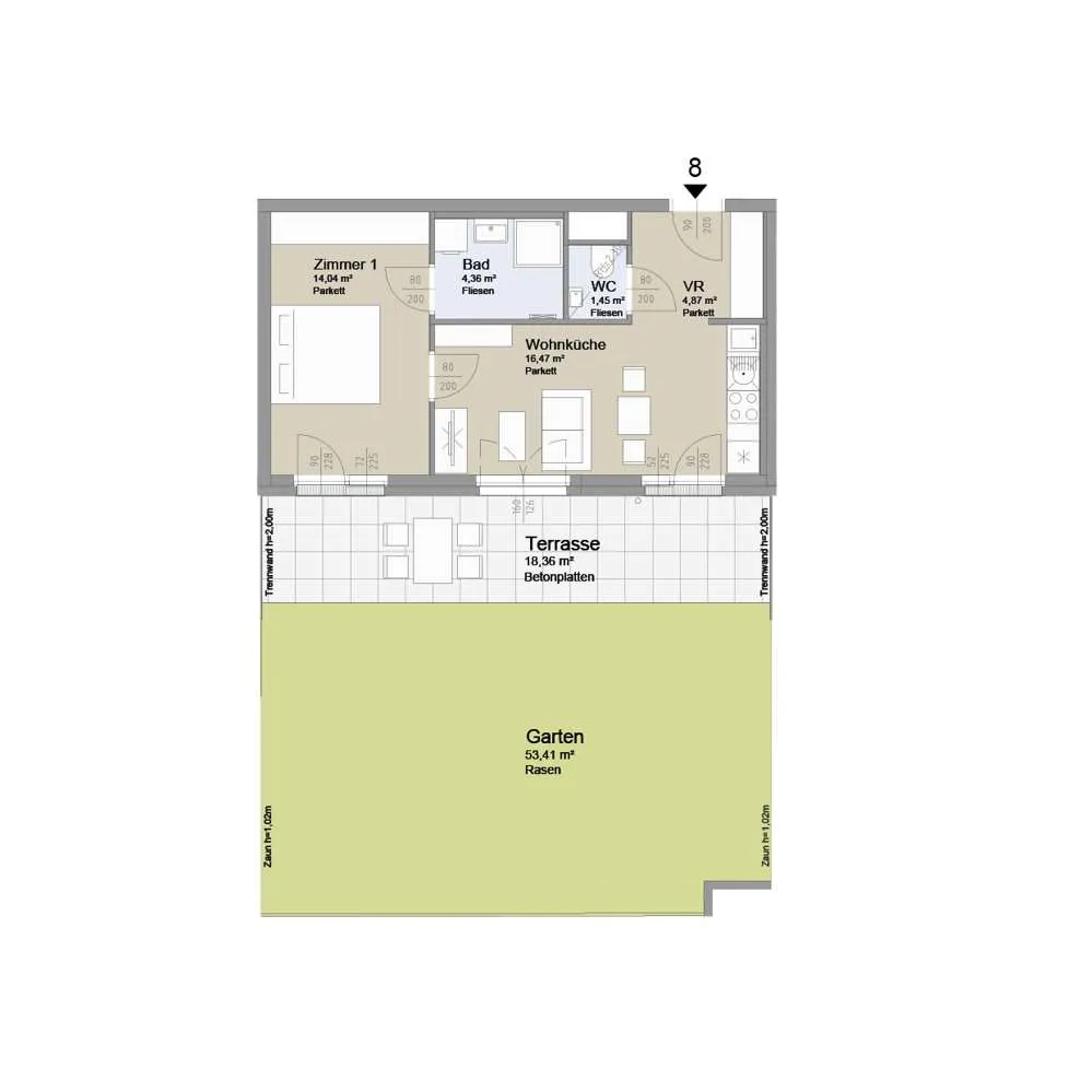 SOLEY - Ideal für Singles und Pärchen! Kompakte Wohnung mit Terrasse & großem Garten - Ansicht 2