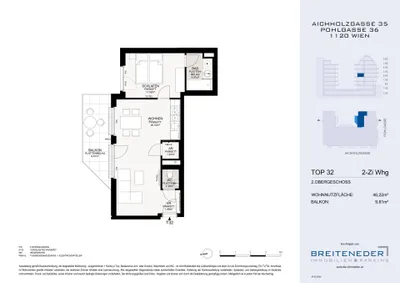 2-Zimmer-Wohnung kaufen in Wien – 46,22 m², € 369.000 – Bild 2 von 11