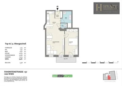 2-Zimmer-Wohnung kaufen in Wien – 60 m², € 397.500 – Bild 16 von 16