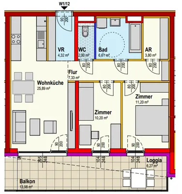 3-Zimmer-Wohnung mieten in Scheibbs – 71,35 m², € 740 – Bild 2 von 2