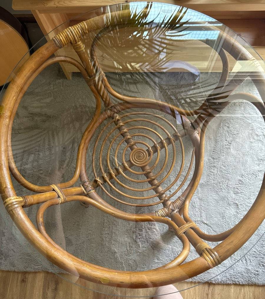Runder Glastisch/ Glastisch rund Bambus,  18,- (2344 Maria Enzersdorf) -  willhaben