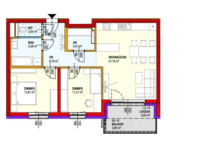 3-Zimmer-Wohnung mieten in Bruck an der Leitha – 70,65 m², € 720 – Bild 2 von 2
