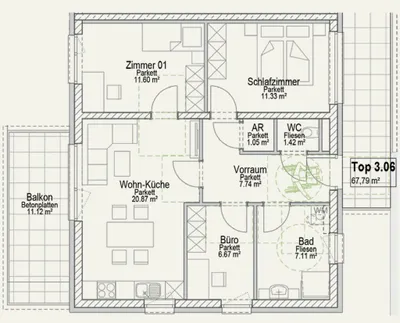 4-Zimmer-Wohnung kaufen in Graz – 67,79 m², € 366.100 – Bild 6 von 6