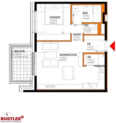2-Zimmer-Wohnung kaufen in Wien – 50,52 m², € 313.000 – Bild 14 von 16