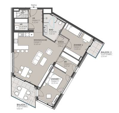 AB SOFORT ++ 3-Zimmer mit Balkon und Terrasse ++ 1190 WIEN ++ #T6 – Bild 2