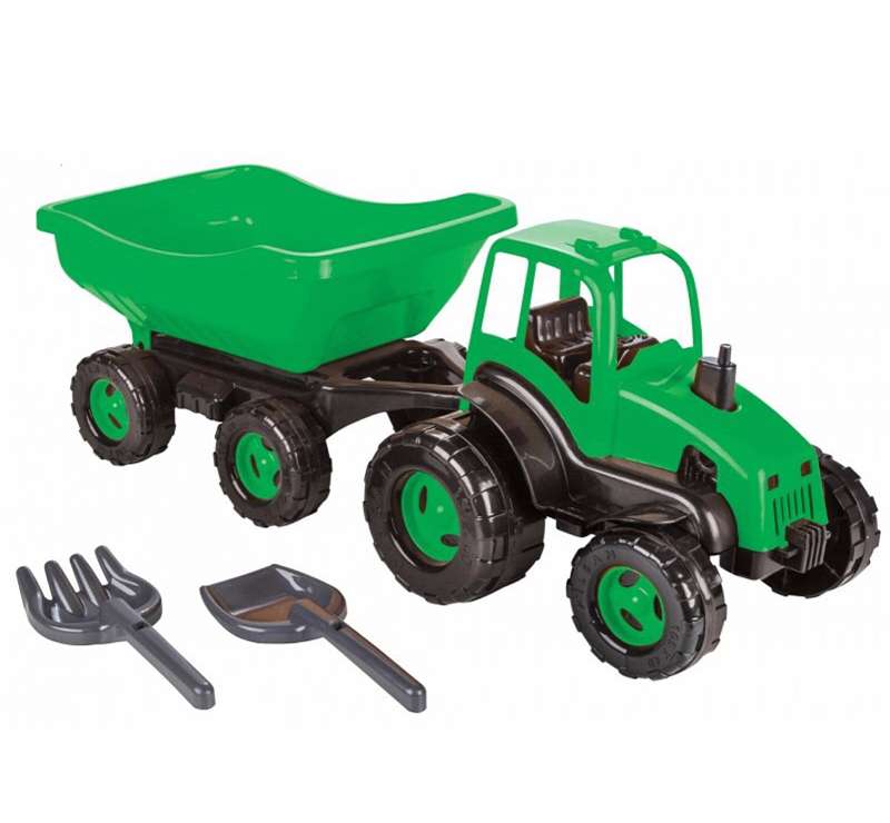 25cm Traktor Spielzeug Trekker Schlepper Mit Agrar-Anhänger Kipper-Anhänger 