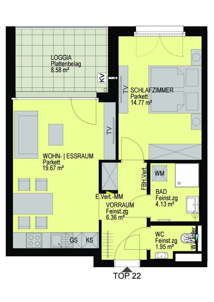 Gemütliche 2 Zimmerwohnung mit Loggia im 14. Bezirk - Top 22 - Ansicht 2