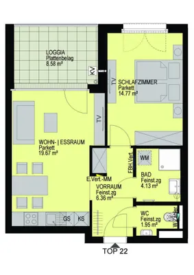 2-Zimmer-Wohnung kaufen in Wien – 48,19 m², € 368.900 – Bild 2 von 22