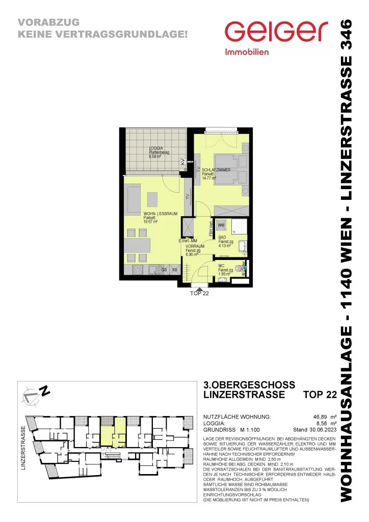 Gemütliche 2 Zimmerwohnung mit Loggia im 14. Bezirk - Top 22 - Ansicht 3