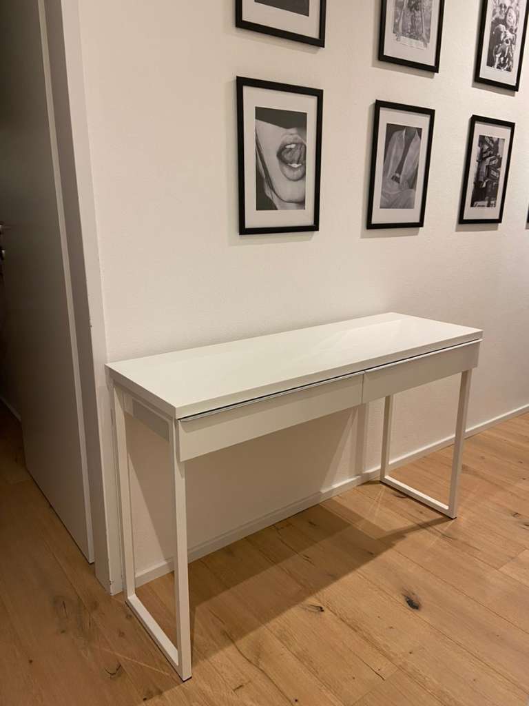 BESTÅ BURS Bureau, brillant blanc, 120x40 cm - IKEA