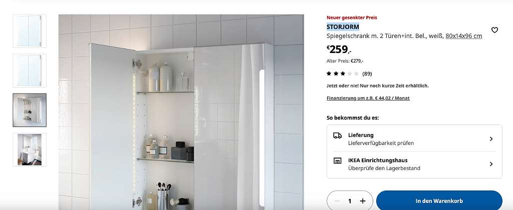 Ikea Spiegelschrank Storjorm outlet neu! Noch original verpackt!