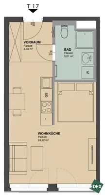1-Zimmer-Wohnung mieten in Wien – 34 m², € 699 – Bild 12 von 12