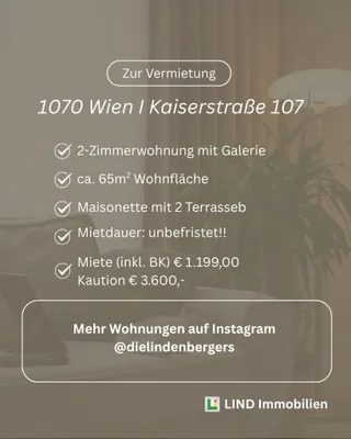 2-Zimmer-Wohnung mieten in Wien – 64,49 m², € 1.199