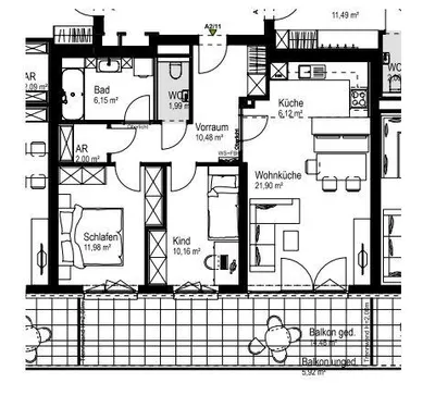 3-Zimmer-Wohnung kaufen in Linz Land – 70,78 m², € 306.150 – Bild 2 von 3