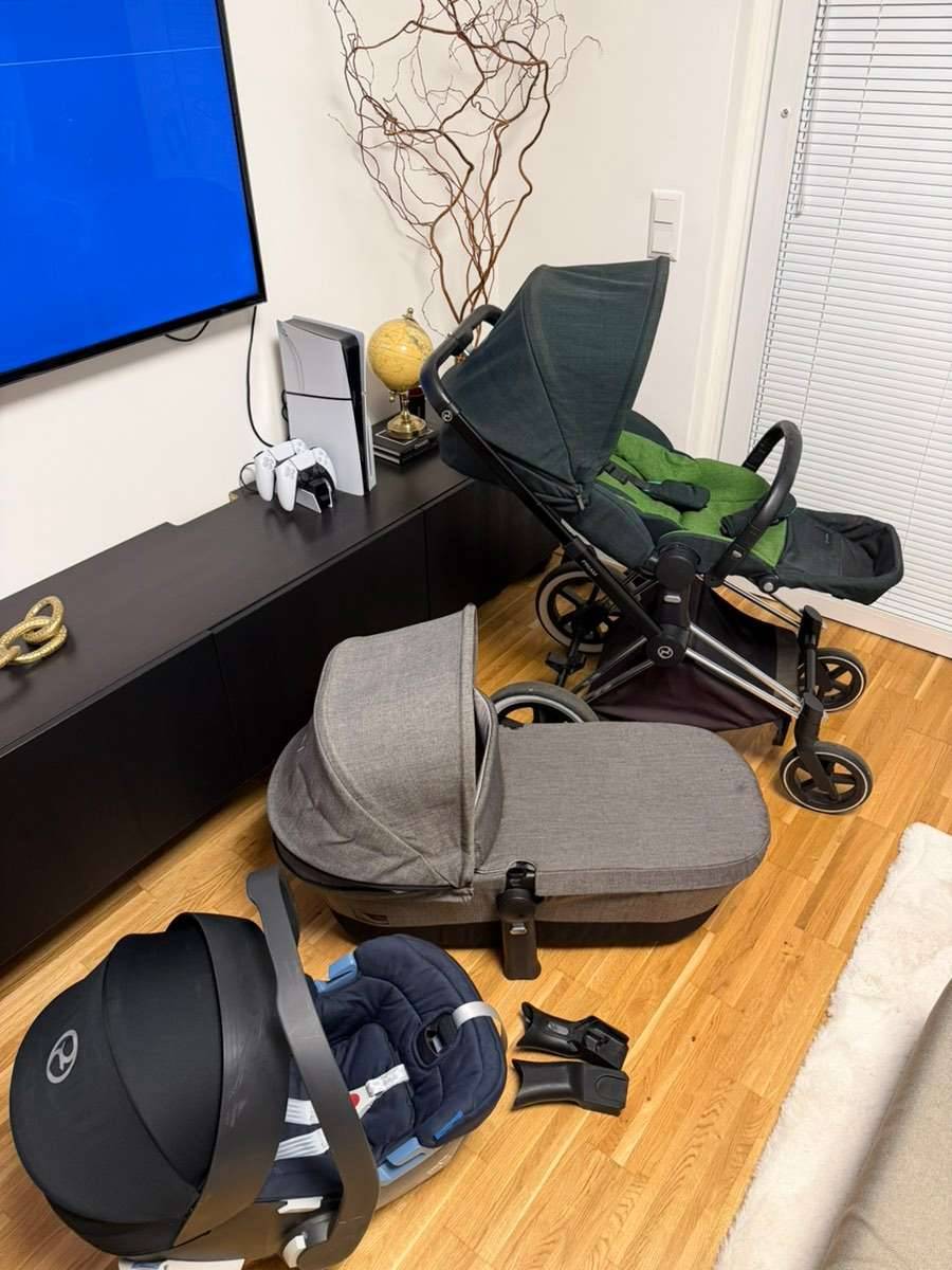 Luxury CYBEX Kinderwagen PRIAM 3 in 1 + Gestell silber + Wanne + Sportsitz  + Autositz Anton 5 + Adapter uvm.,  400,- (1030 Wien) - willhaben