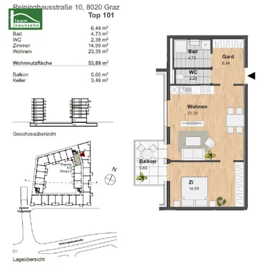 2-Zimmer-Wohnung mieten in Graz – 53,1 m², € 849 – Bild 26 von 26