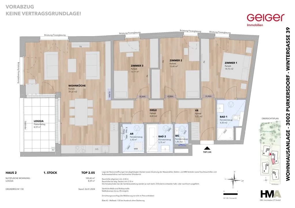 Luxuriöse 4-Zimmer-Wohnung - Top 2.05 - Ansicht 2