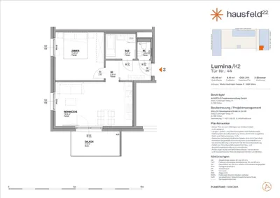 Top: C.42 ● LUMINA im Hausfeld²² ● Unbefristet ● Termin online buchen: www.hausfeld22.at/lumina