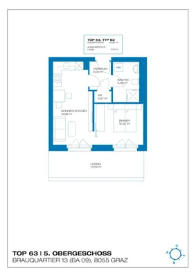 2-Zimmer-Wohnung mieten in Graz – 47,57 m², € 639 – Bild 2 von 13