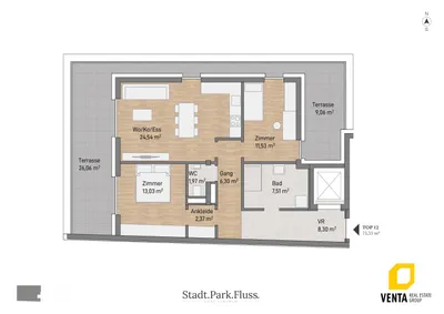 3-Zimmer-Wohnung kaufen in Graz – 75,88 m², € 546.726 – Bild 2 von 4