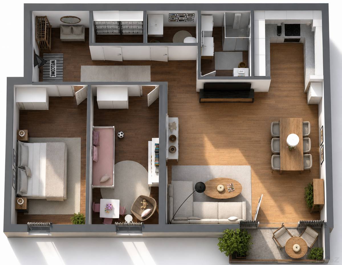 Ruhige 3 Zimmer Wohnung in Graz-Gösting mit sonnigem Balkon und Parkplatz - Ansicht 2