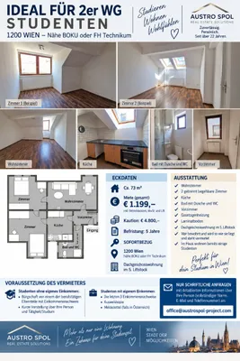 IDEAL FÜR 2ER-STUDENTEN-WG - CA. 73 m² - NÄHE BOKU od FH-Technikum - SOFORTBEZUG, photo 1