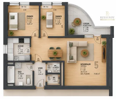 2-Zimmer-Wohnung kaufen in Villach Land – 64,84 m², € 321.000 – Bild 4 von 7