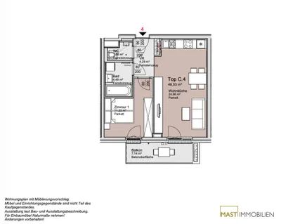 2-Zimmer-Wohnung mieten in Wien – 46,53 m², € 930 – Bild 9 von 11