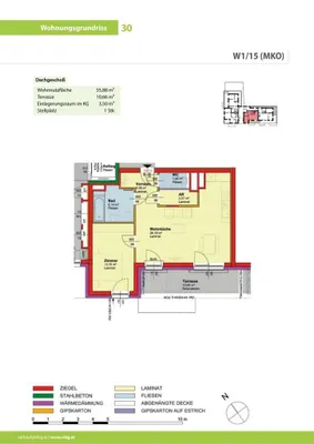 2-Zimmer-Wohnung mieten in Gänserndorf – 55,88 m², € 698 – Bild 2 von 3