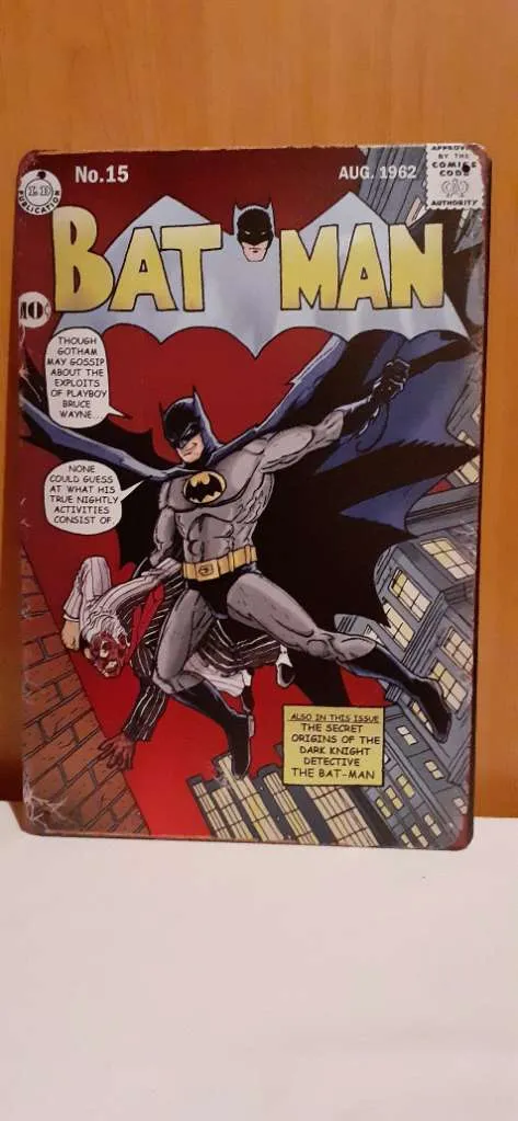 BATMAN AUG.1962, DC, MARVEL BLECHSCHILD, SUPERHELDEN, NEU & OVP, SELTENE Blechschilder aus Sammlung, GRATIS Versand ! Viele Fotos, TOP PREIS !